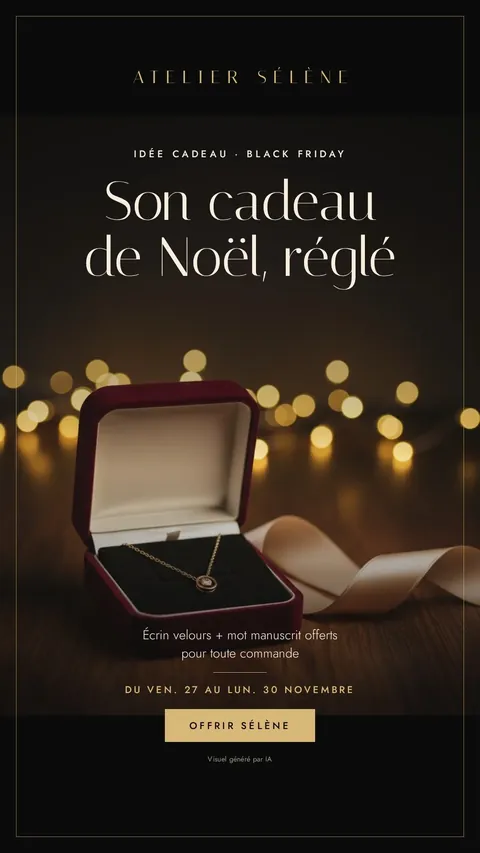 Cadeau de Noël, écrin rouge, format 9:16